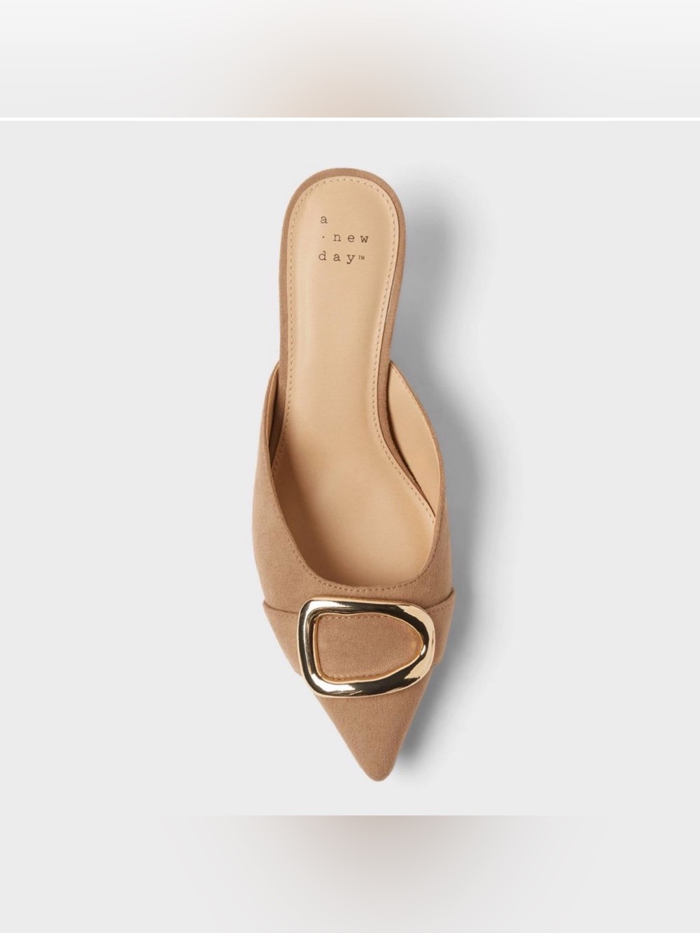 Women's Larissa Pointed Toe Mule Heels – A New Day Beige 6 - Picture 3 of 11